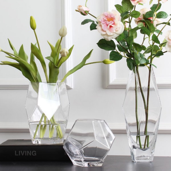 Simple modern geometric glass transparent flowers ...